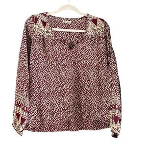 Billabong Maroon and Cream Geometric Blouse